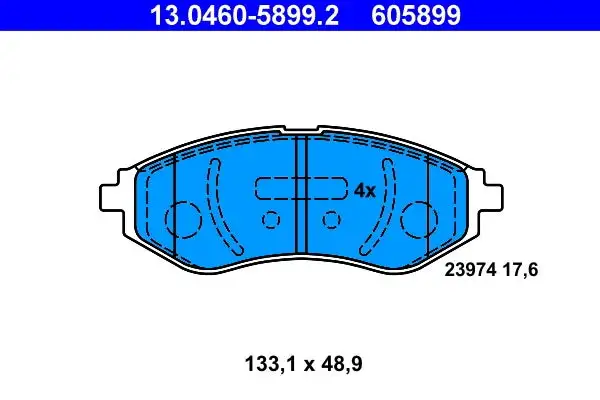Jeu de 4 plaquettes de frein à disque ATE 13.0460-5899.2