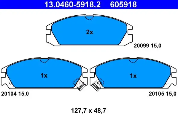 Jeu de 4 plaquettes de frein à disque ATE 13.0460-5918.2