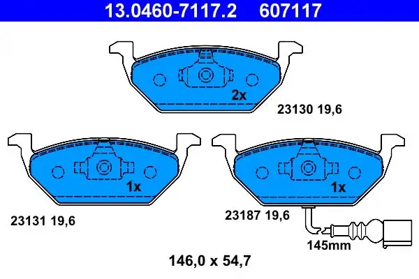 Jeu de 4 plaquettes de frein à disque ATE 13.0460-7117.2