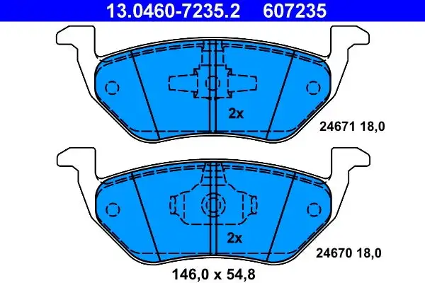 Jeu de 4 plaquettes de frein à disque ATE 13.0460-7235.2
