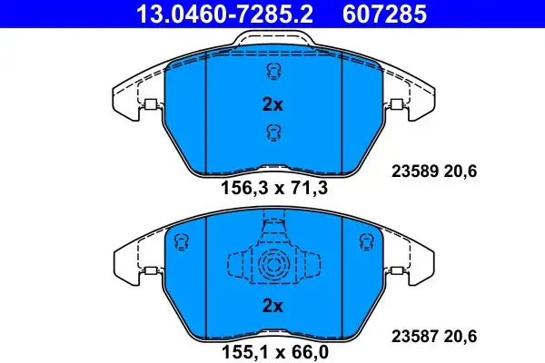 Jeu de 4 plaquettes de frein à disque ATE 13.0460-7285.2