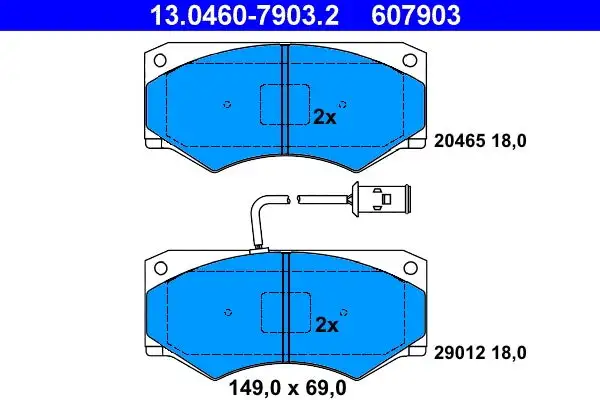 Jeu de 4 plaquettes de frein à disque ATE 13.0460-7903.2
