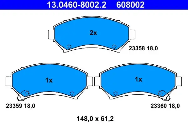 Jeu de 4 plaquettes de frein à disque ATE 13.0460-8002.2