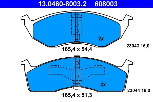 Jeu de 4 plaquettes de frein à disque ATE 13.0460-8003.2