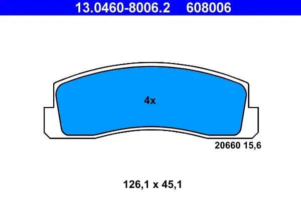 Jeu de 4 plaquettes de frein à disque ATE 13.0460-8006.2