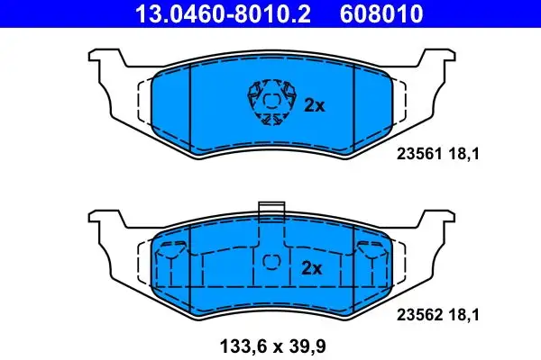 Jeu de 4 plaquettes de frein à disque ATE 13.0460-8010.2