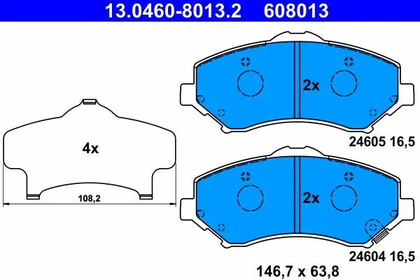 Jeu de 4 plaquettes de frein à disque ATE 13.0460-8013.2