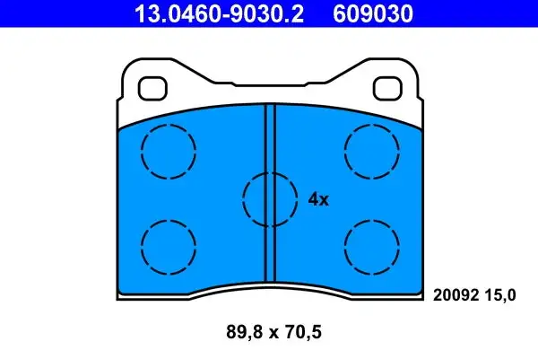 Jeu de 4 plaquettes de frein à disque ATE 13.0460-9030.2