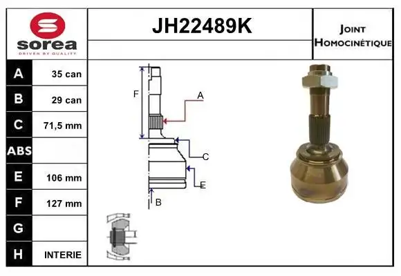 Jeu de joints, arbre de transmission SNRA JH22489K