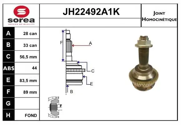 Jeu de joints, arbre de transmission SNRA JH22492A1K