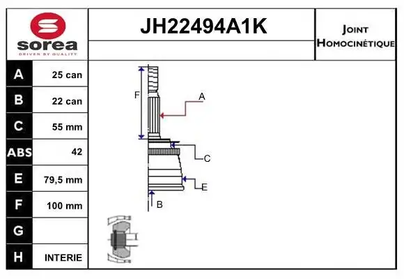 Jeu de joints, arbre de transmission SNRA JH22494A1K