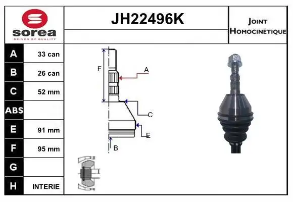 Jeu de joints, arbre de transmission SNRA JH22496K