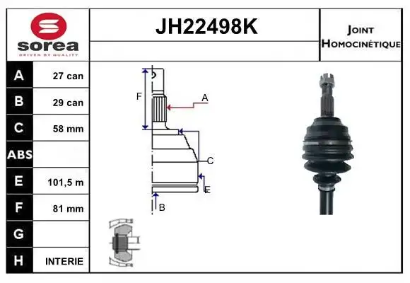 Jeu de joints, arbre de transmission SNRA JH22498K