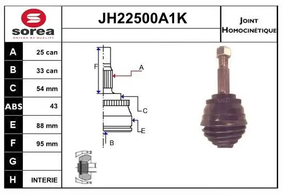Jeu de joints, arbre de transmission SNRA JH22500A1K
