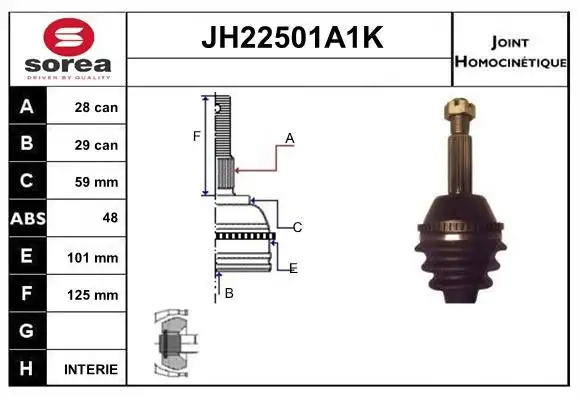 Jeu de joints, arbre de transmission SNRA JH22501A1K