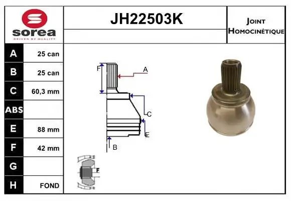 Jeu de joints, arbre de transmission SNRA JH22503K