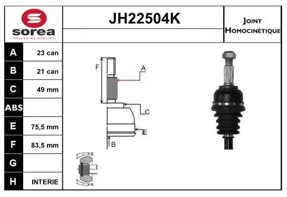 Jeu de joints, arbre de transmission SNRA JH22504K