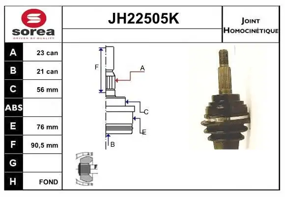 Jeu de joints, arbre de transmission SNRA JH22505K