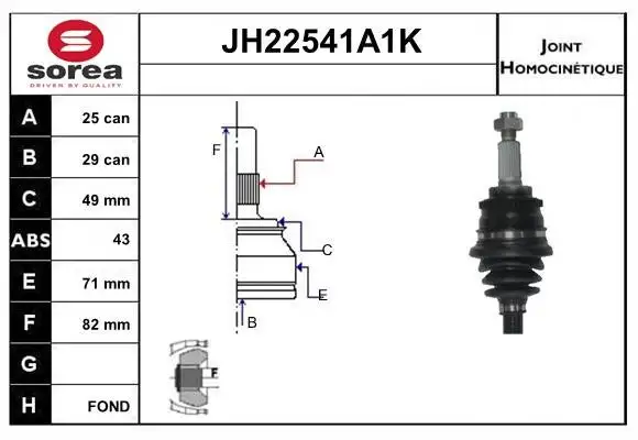 Jeu de joints, arbre de transmission SNRA JH22541A1K
