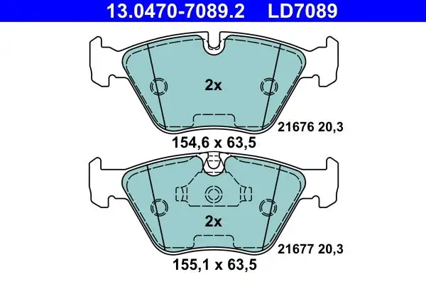 Jeu de 4 plaquettes de frein à disque ATE 13.0470-7089.2