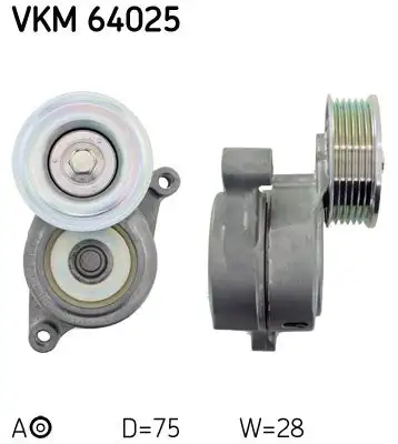 Tendeur de courroie, courroie trapézoïdale à nervures SKF VKM 64025