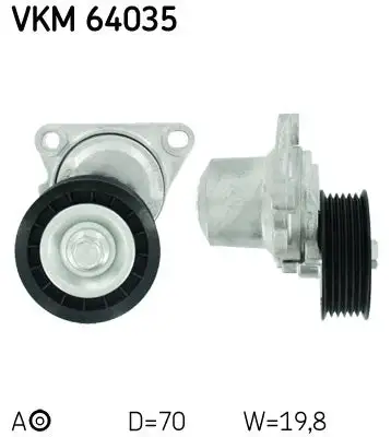 Tendeur de courroie, courroie trapézoïdale à nervures SKF VKM 64035