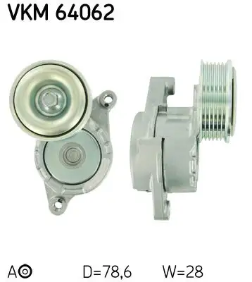 Tendeur de courroie, courroie trapézoïdale à nervures SKF VKM 64062